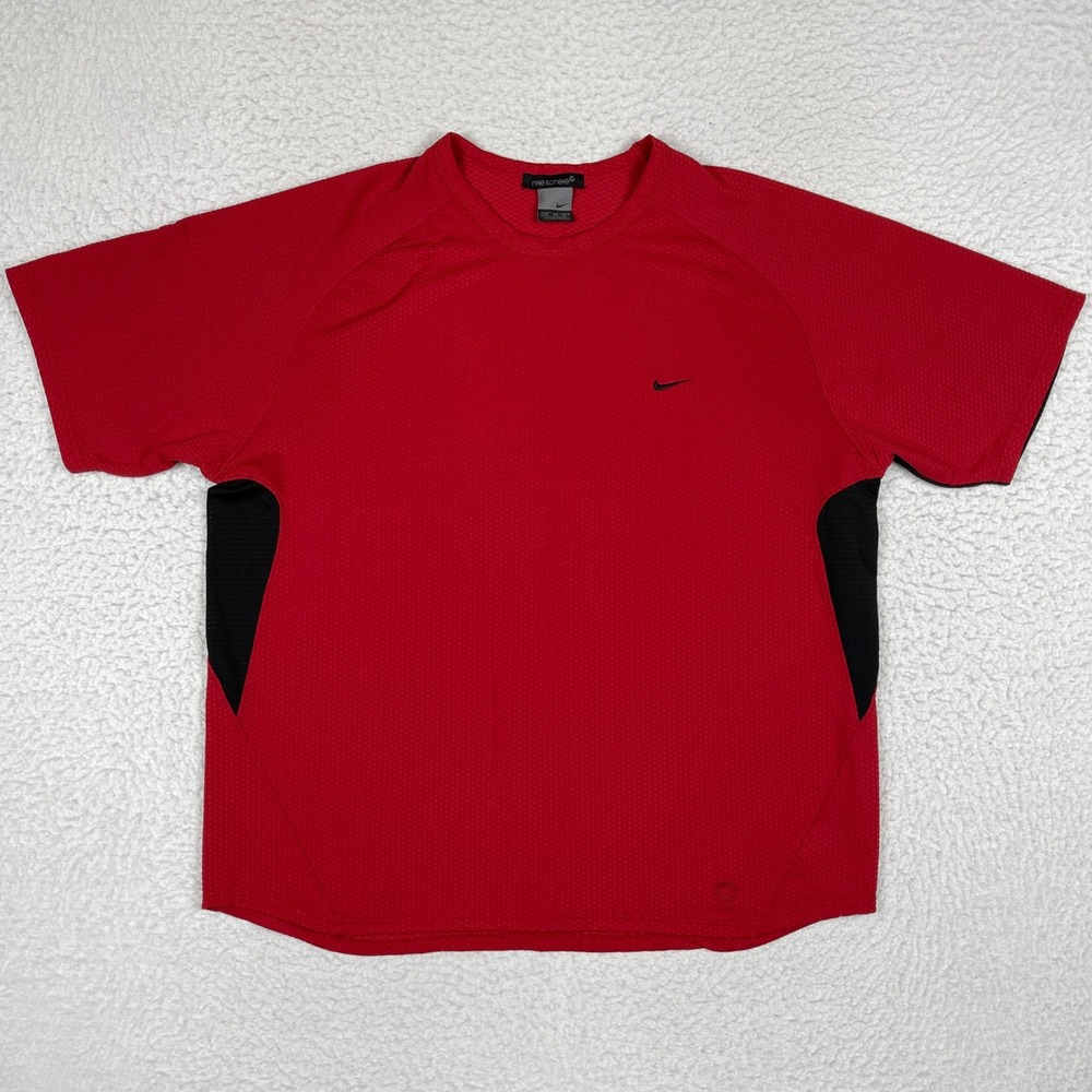 Nike Sphere T-Shirt Mens XXL Red Black Textured Performance Athletic Y2K Top
